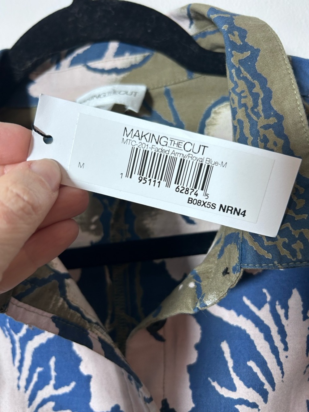 Making the Cut Viral Dress NWT SZ M Army Green & Blue Button Down Belted - Picture 8 of 9